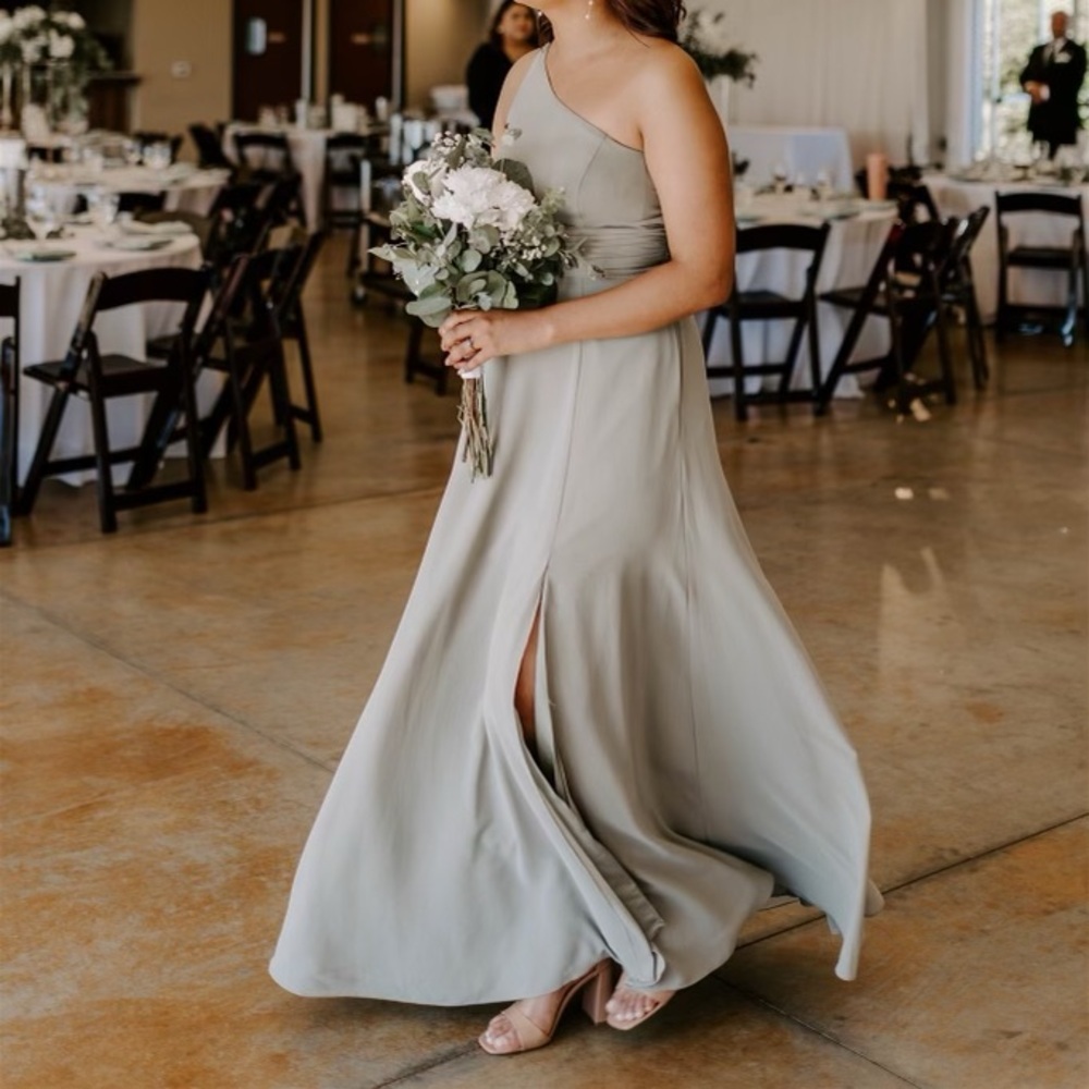 Sage green One-Shoulder bridesmaid Dress